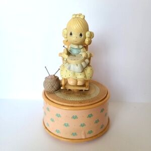 Vintage Precious Moments Mother Sew Dear Music Box Collectible Figurine Decor